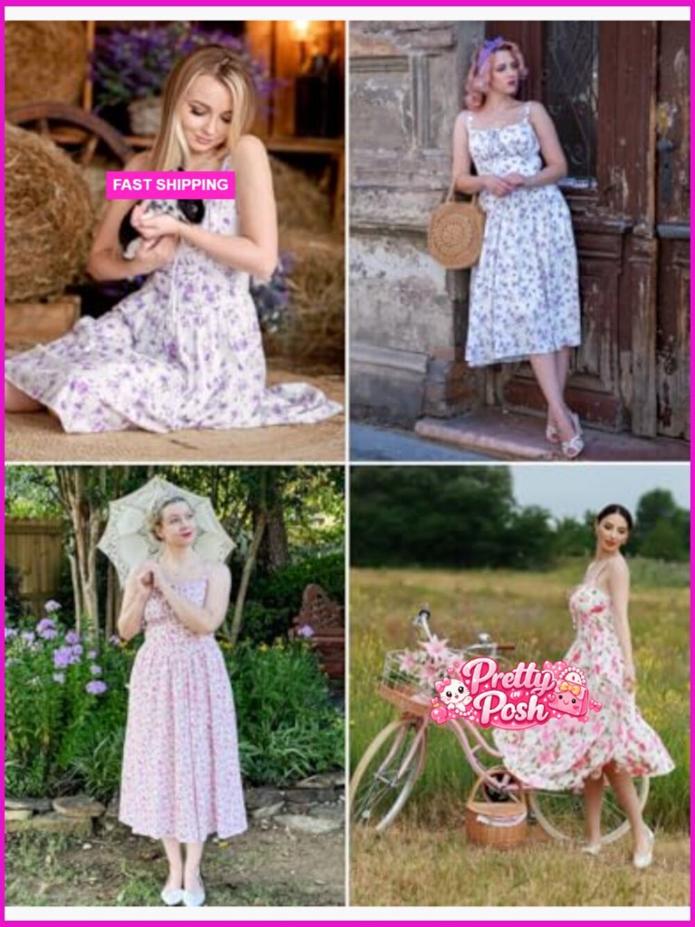 Floral Midi Corset Sundress with Pockets Smocked Back Summer - Picture 6 of 7